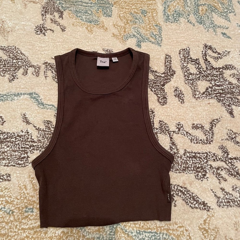 Aritzia na Homestretch Crew Cropped Tank Ribbed cotton racerback - Brown